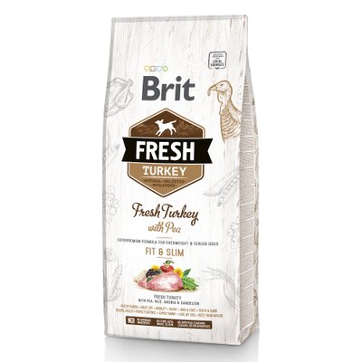 Сухой корм для собак с лишним весом Brit Fresh Turkey Pea Adult Fit & Slim 12 кг (индейка) - masterzoo.ua