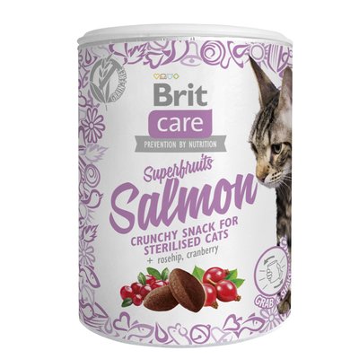 Ласощі для котів Brit Care Crunchy Cracker Superfruits 100 г - лосось, шипшина і журавлина - masterzoo.ua