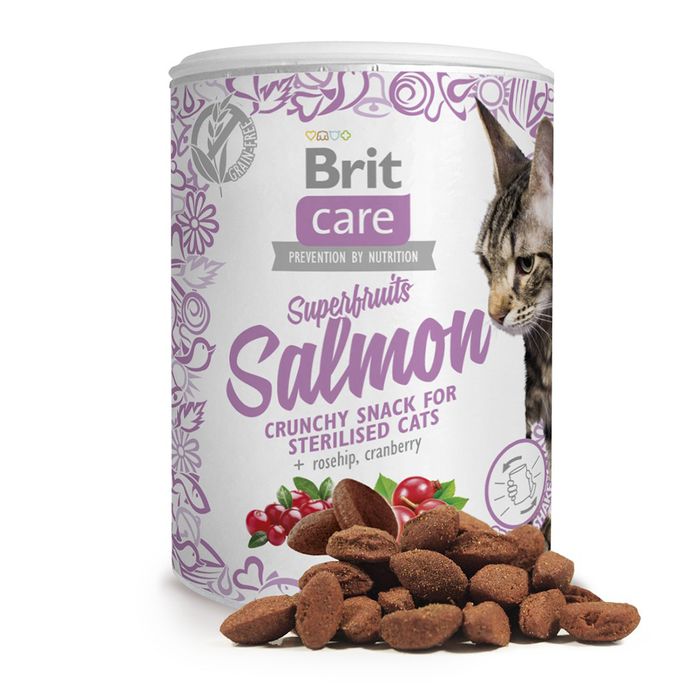 Лакомство для кошек Brit Care Crunchy Cracker Superfruits 100 г - лосось, шиповник и клюква - masterzoo.ua