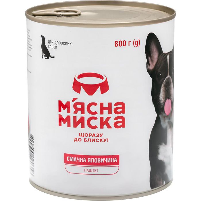 М'ясний паштет для дорослих собак М'ясна миска 800 г (яловичина) - masterzoo.ua