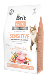 Сухой корм для привередливых кошек Brit Care Cat GF Sensitive HDigestion & Delicate Taste 2 кг - индейка и лосось - masterzoo.ua