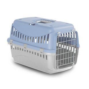 Переноска для кошек MP Bergamo Gipsy 1 Small Металлическая дверца 46x31x32 см - голубой - masterzoo.ua