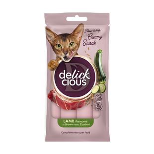 Ласощі для котів Delickcious Creamy Snack 4 шт х 15 г - ягня, рис та цукіні - masterzoo.ua
