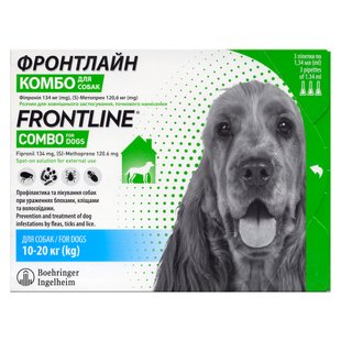 Краплі на холку Boehringer Ingelheim Frontline Combo від 10 до 20 кг, 3 піпетки - masterzoo.ua