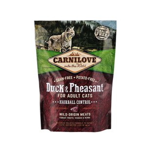 Сухой корм для выведения шерсти у кошек Carnilove Cat Duck & Pheasant - Hairball Controll 400 г - утка и фазан - masterzoo.ua