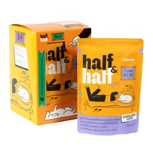 Вологий корм для котів Half&Half Sterilized 5+1 pouch 600 г - тунець - masterzoo.ua