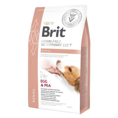 Сухой корм для собак, при заболеваниях почек Brit GF Veterinary Diet Dog Renal 2 кг (яйцо) - masterzoo.ua