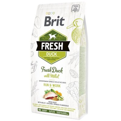 Сухий корм для активних собак всіх порід Brit Fresh Duck with Millet 2,5 кг (качка) - masterzoo.ua