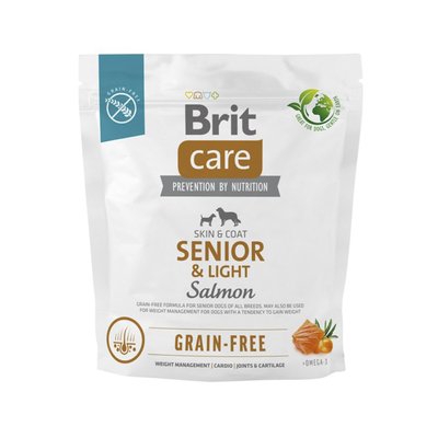 Сухой корм для стареющих собак Brit Care Dog Grain-free Senior & Light беззерновой | (лосось) 1 кг - masterzoo.ua