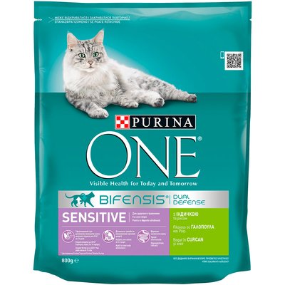 Сухий корм для котів Purina One Sensitive 800 г (індичка та рис)