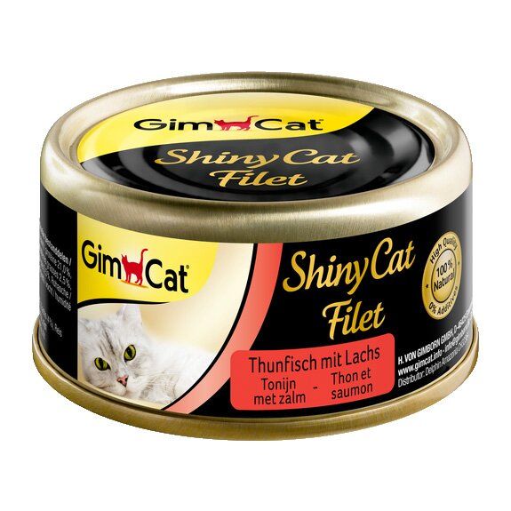 Влажный корм для кошек GimCat Shiny Cat Filet 70 г (тунец и лосось) - masterzoo.ua