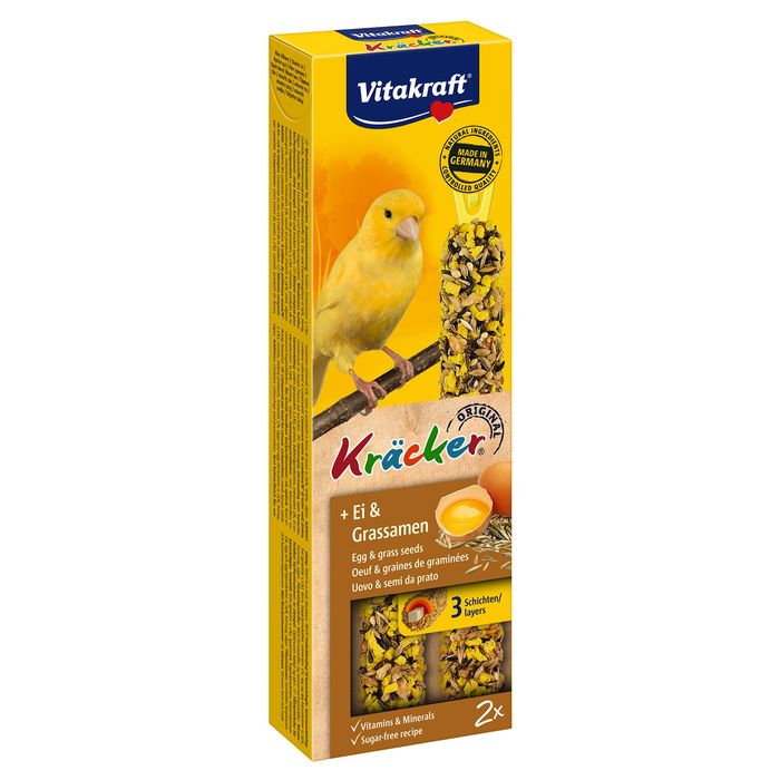 Ласощі для канарок Vitakraft «Kracker Original + Egg & Grass Seeds» 54 г / 2 шт. (яйце та насіння) - masterzoo.ua