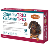 Жевательные таблетки для собак от блох, клещей и гельминтов Симпарика ТРИО от 5,1-10 кг, 3 таблетки (от наружных и внутренних паразитов)