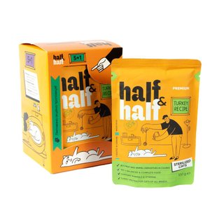 Вологий корм для котів Half&Half Sterilized 5+1 pouch 600 г - індичка - masterzoo.ua