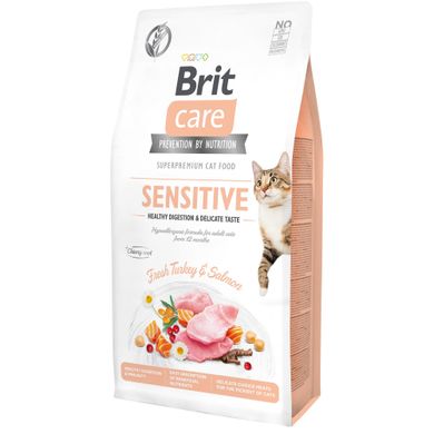 Сухой корм для привередливых кошек Brit Care Cat GF Sensitive HDigestion & Delicate Taste 7 кг (индейка и лосось) - masterzoo.ua