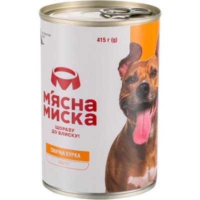 М'ясний паштет для дорослих собак М'ясна миска 415 г (курка) - masterzoo.ua