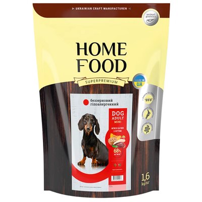 Сухой корм для собак Home Food Grain Free Hypoallergenic Adult Mini 1,6 кг - утка и нут - masterzoo.ua