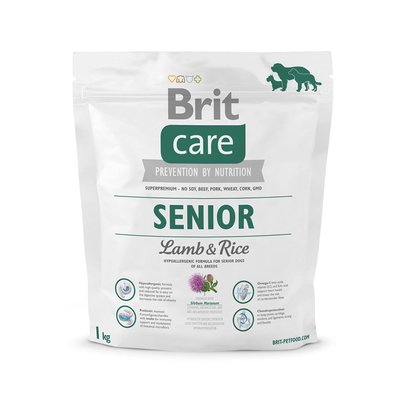 Сухой корм для пожилых собак всех пород Brit Care Senior Lamb & Rice 1 кг (ягненок и рис) - masterzoo.ua