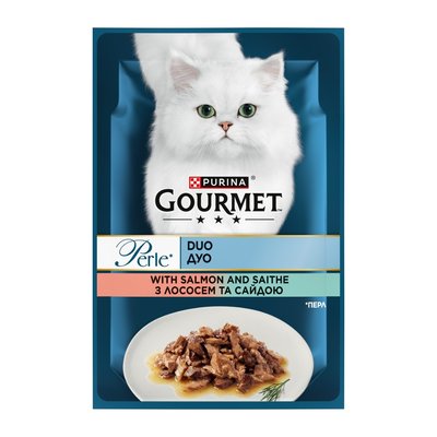 Вологий корм для котів Gourmet Perle 85 г pouch - лосось та сайда - masterzoo.ua