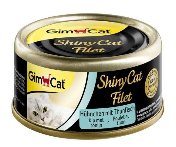 Влажный корм для кошек GimCat Shiny Cat Filet 70 г (курица и тунец) - masterzoo.ua