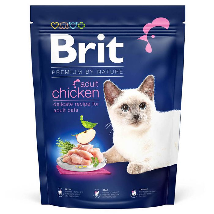 Сухой корм для котов Brit Premium by Nature Cat Adult Chicken 300 г - курица - masterzoo.ua