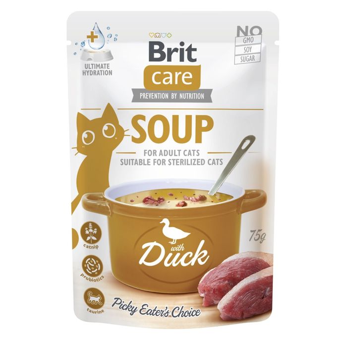 Влажный корм для кошек Brit Care Soup pouch 75 г - утка - masterzoo.ua