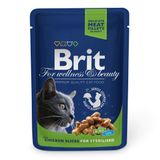 Вологий корм для стерилізованих котів Brit Premium Cat Chicken Slices for Sterilised pouch 100 г (шматочки курки)