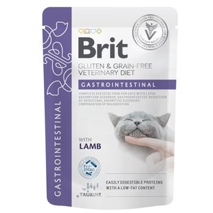 Влажный корм для котов Brit GF VetDiet Gastrointestinal pouch 85 г - ягненок - masterzoo.ua