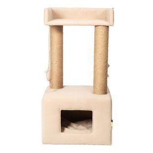 Когтеточка с домом для кошек PETBED Альф 45х40х90 см - бежевый - masterzoo.ua
