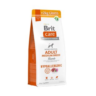 Сухой корм для собак Brit Care Dog Hypoallergenic Adult Medium Breed 12+2 кг - ягненок - masterzoo.ua