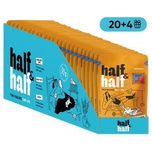 Упаковка вологого корму для котів Half&Half Sterilized 24 шт х 85 г - кролик та яблуко - masterzoo.ua