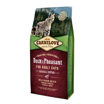 Сухий корм для виведення шерсті у котів Carnilove Cat Duck & Pheasant - Hairball Controll 6 кг (качка та фазан) - masterzoo.ua