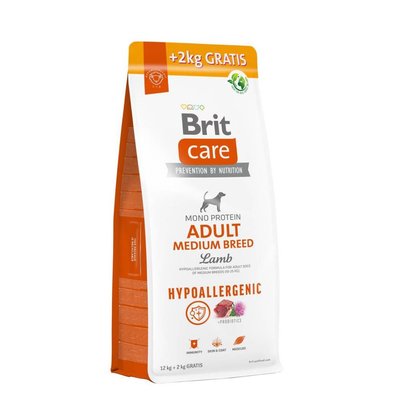 Сухий корм для собак Brit Care Dog Hypoallergenic Adult Medium Breed 12+2 кг - ягня - masterzoo.ua