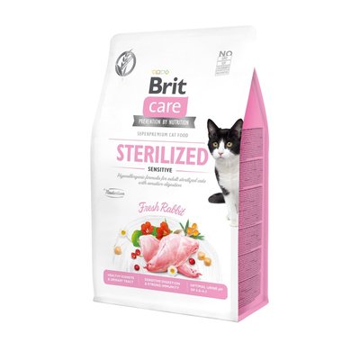 Сухий корм для котів Brit Care Cat Grain Free Sterilized Sensitive 400 г - кролик - masterzoo.ua