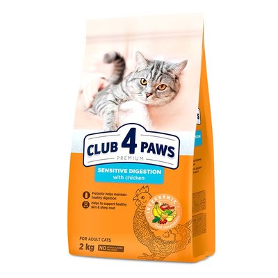 Сухой корм для кошек с чувствительным пищеварением Club 4 Paws Premium 2 кг (курица) - masterzoo.ua