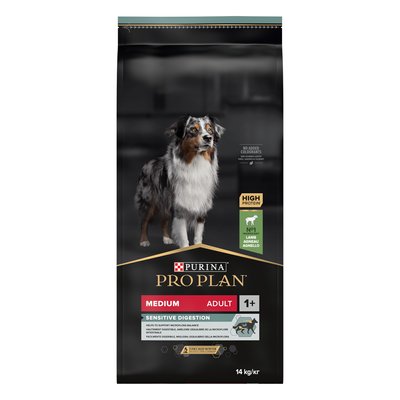 Сухой корм для взрослых собак средних пород с чувствительным пищеварением ProPlan Medium Sensitive 14 кг (ягненок) - masterzoo.ua