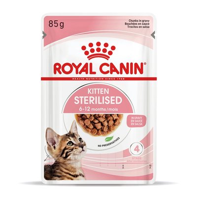 Вологий корм для кошенят Royal Canin Kitten Sterilised in gravy pouch 85 г - домашня птиця - masterzoo.ua
