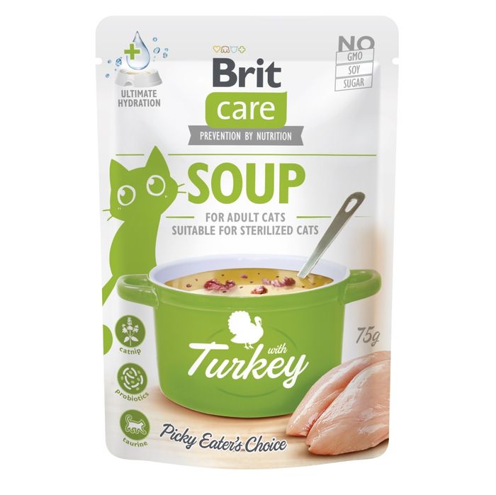 Вологий корм для котів Brit Care Soup pouch 75 г - індичка - masterzoo.ua