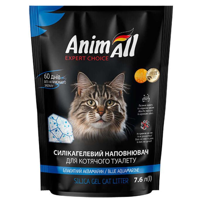 Наполнитель для кошачьего туалета AnimAll litter Blue aquamarine 7,6 л - силикогель - masterzoo.ua