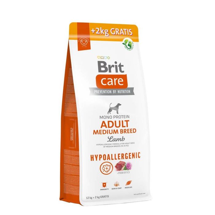 Сухой корм для собак Brit Care Dog Hypoallergenic Adult Medium Breed 12+2 кг - ягненок - masterzoo.ua