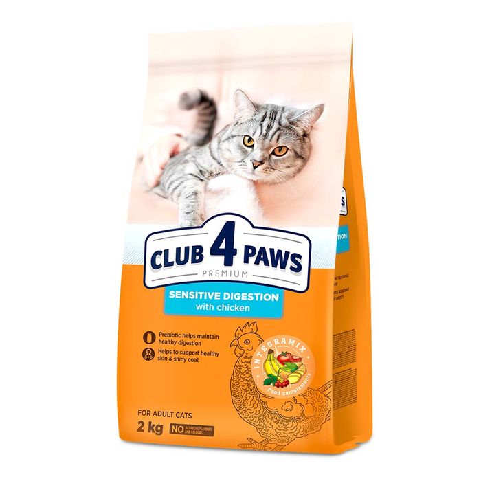 Сухой корм для кошек с чувствительным пищеварением Club 4 Paws Premium 2 кг - курица - masterzoo.ua