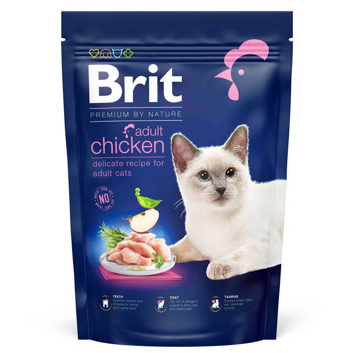 Сухой корм для котов Brit Premium by Nature Cat Adult Chicken 800 г - курица - masterzoo.ua