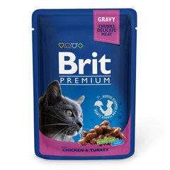 Вологий корм для котів Brit Premium Cat Chicken & Turkey pouch 100 г (курка та індичка) - masterzoo.ua