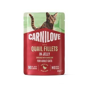 Вологий корм для котів Carnilove Adult Fillets in Jelly 85 г - перепілка та кульбаба - masterzoo.ua
