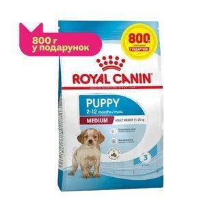Cухий корм для цуценят Royal Canin Medium Puppy 3,2 кг + 800 г - masterzoo.ua