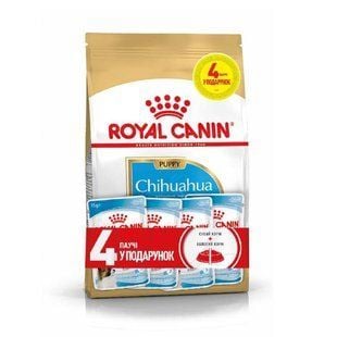 Набір сухого та вологого корму для цуценят Royal Canin Chihuahua Puppy 1,5 кг + 4 шт х 85 г - masterzoo.ua