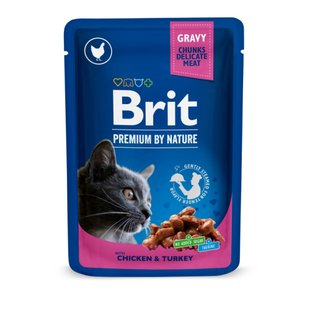 Вологий корм для котів Brit Premium Cat Chicken & Turkey pouch 100 г - курка та індичка - masterzoo.ua