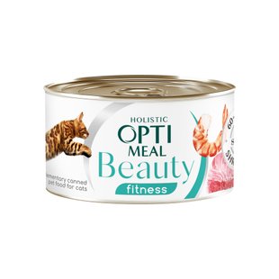 Влажный корм для кошек Optimeal Beauty Fitness 70 г (тунец с креветками) - masterzoo.ua