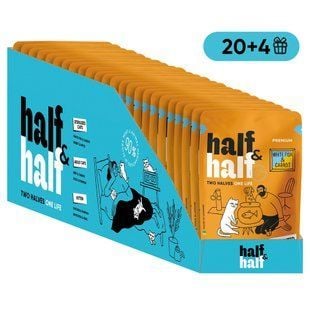 Упаковка вологого корму для котів Half&Half Sterilized 24 шт х 85 г - біла риба та морква - masterzoo.ua