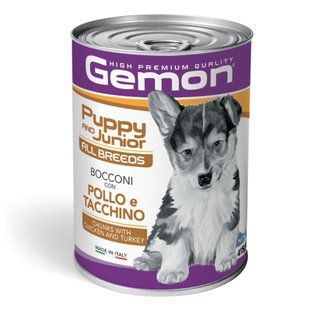 Вологий корм для цуценят Gemon All Breeds Puppy & Junior 415 г - курка та індичка - masterzoo.ua